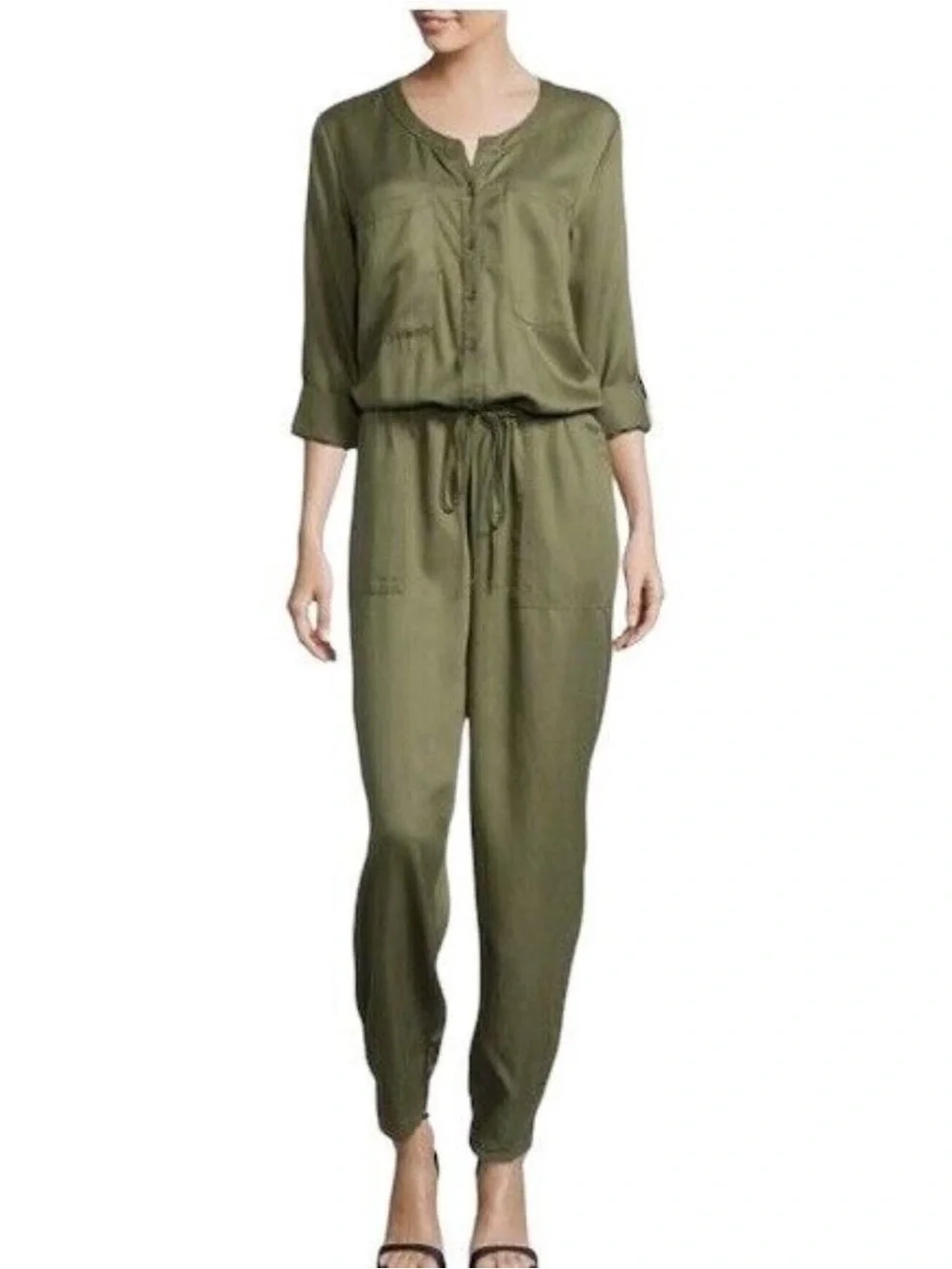 I Heart Ronson Women's Olive Green Utility Jumpsuit Size Small NWT